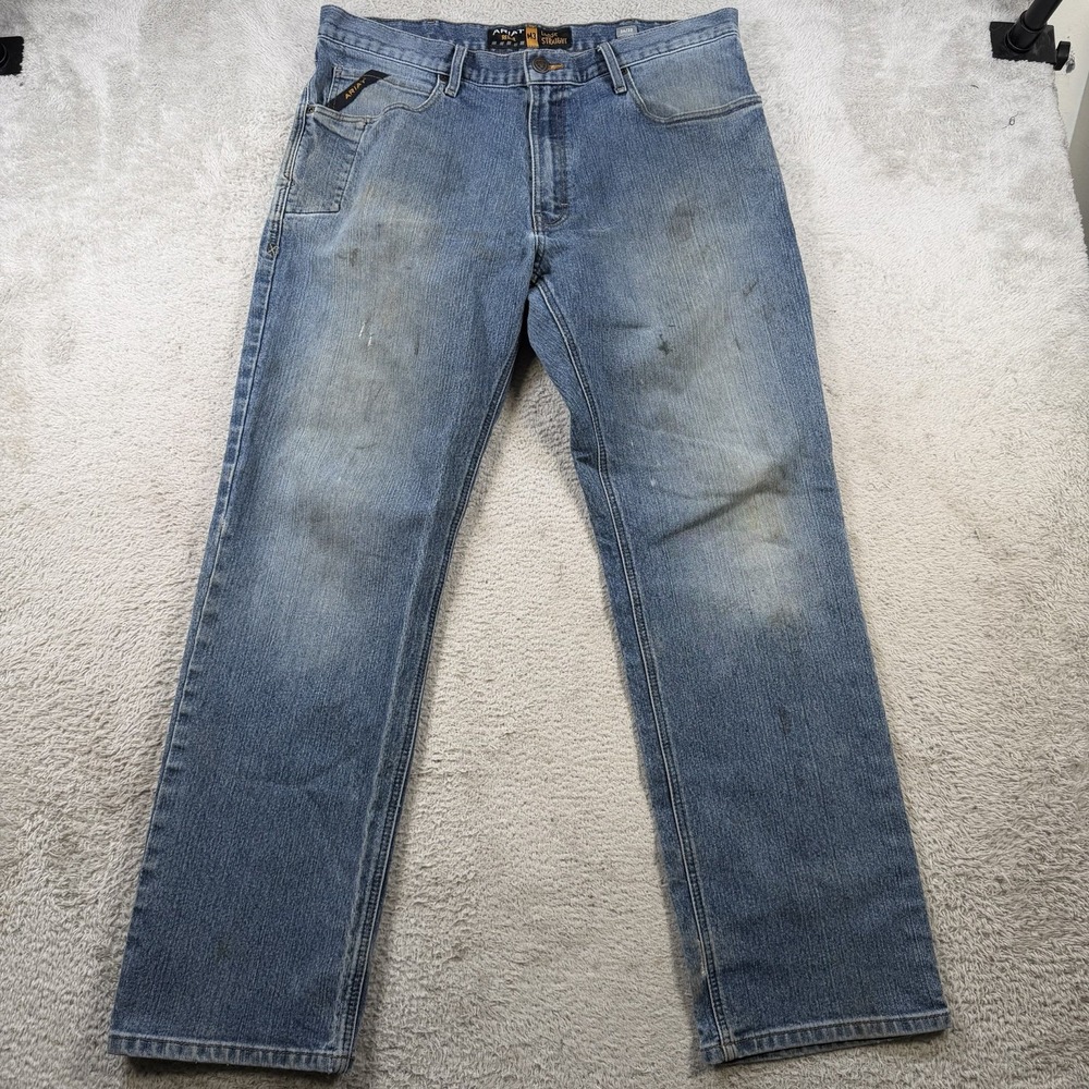 Ariat FR Jeans Mens 36x32 M3 Loose Straight Blue Denim Stretch Flame Resistant